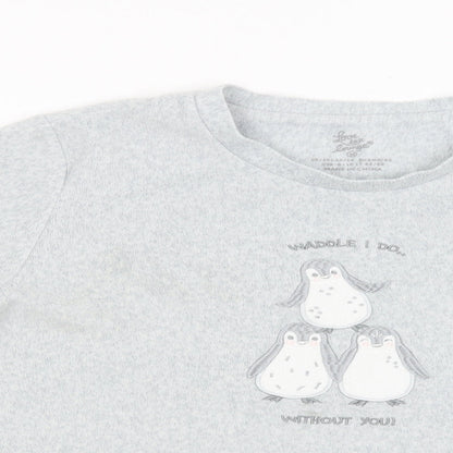 Love To Lounge Womens Grey Solid  Babydoll Pyjama Top Size M  - PENGUINS