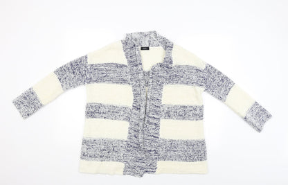 F&F Womens White Striped  Cardigan Jumper Size 6