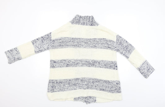 F&F Womens White Striped  Cardigan Jumper Size 6