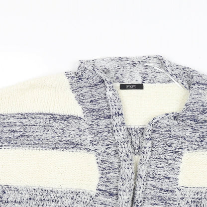 F&F Womens White Striped  Cardigan Jumper Size 6