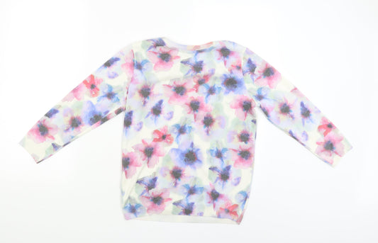 Dorothy Perkins Womens White Floral  Pullover Jumper Size 10