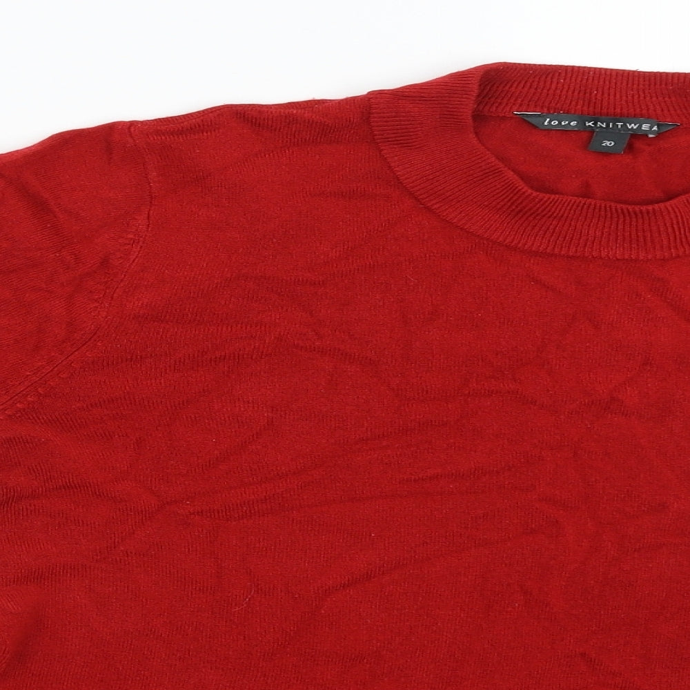 Womens UK Size 20 love knitwear Red Pullover Jumper