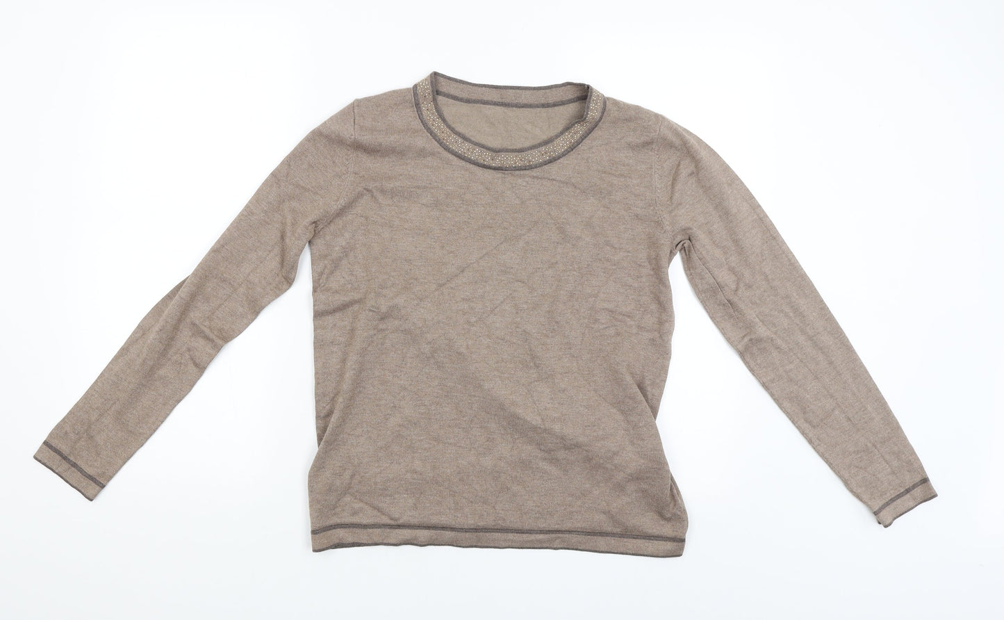 Womens UK Size L Preworn Beige Pullover Jumper
