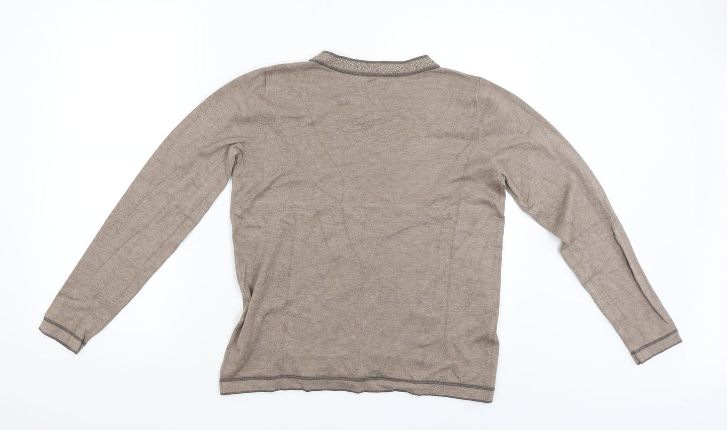Womens UK Size L Preworn Beige Pullover Jumper