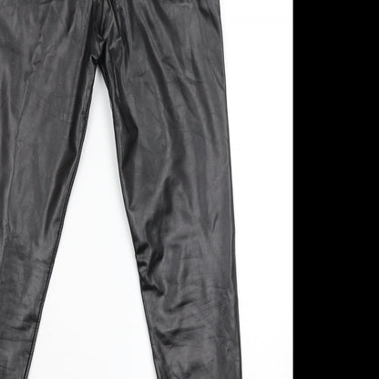 Womens UK Size L Preworn Regular Fit Carrot Black Trousers