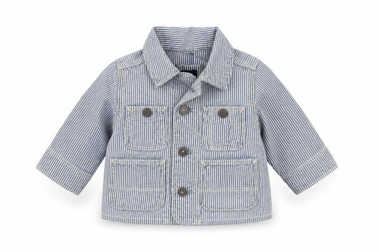 Front view of Gap Baby Blue Striped Basic Button-Up, size 3-6, Months