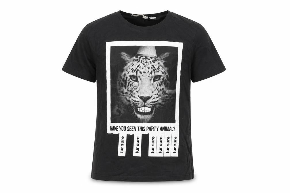 H&M Girls Black   Basic T-Shirt Size 7-8 Years  - Leopard