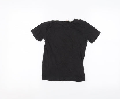 H&M Girls Black   Basic T-Shirt Size 7-8 Years  - Leopard