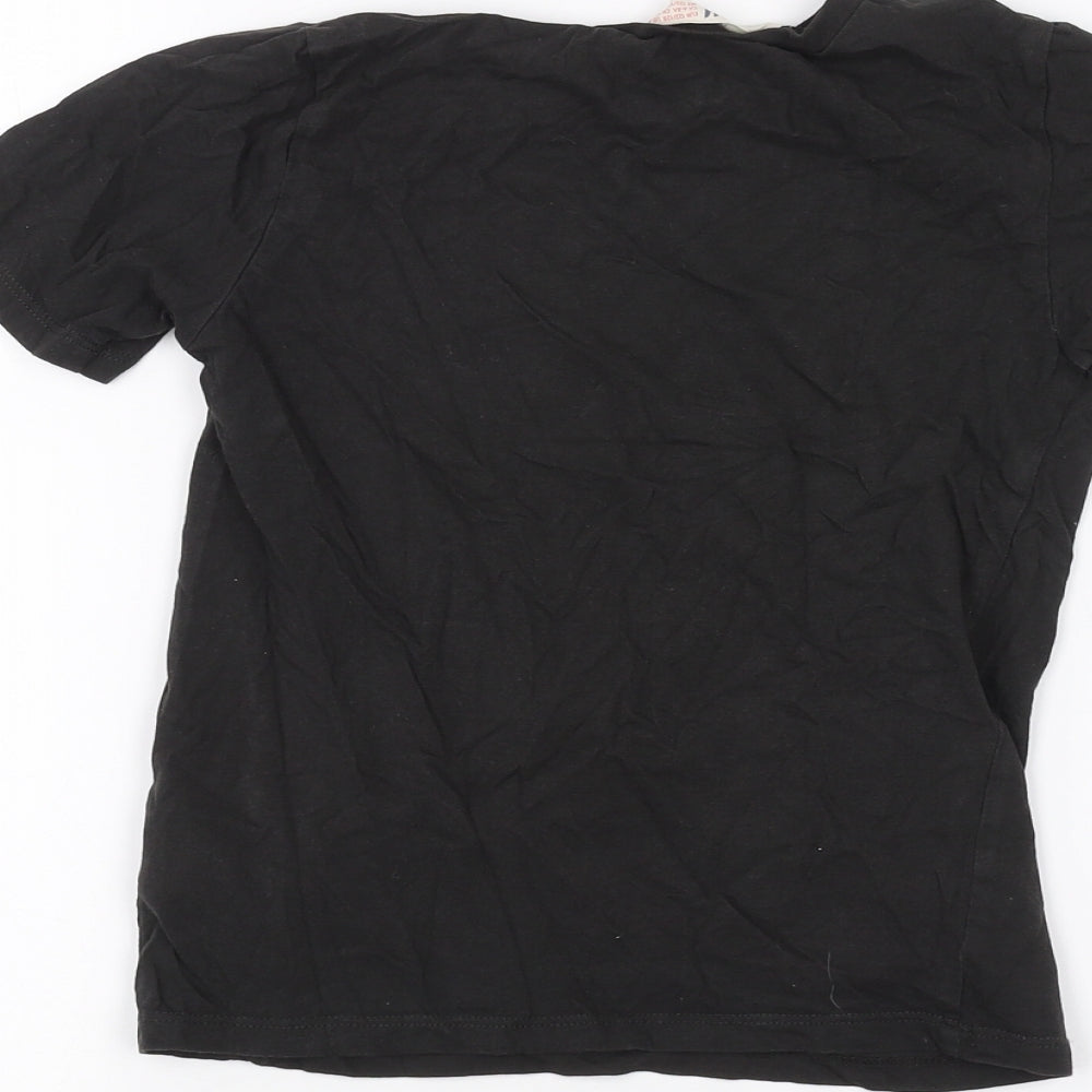 H&M Girls Black   Basic T-Shirt Size 7-8 Years  - Leopard