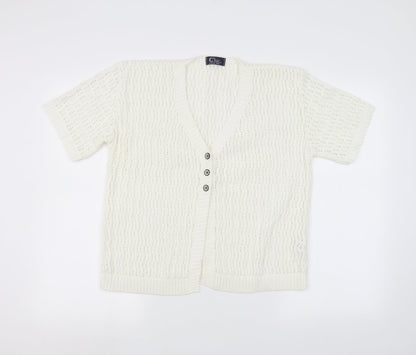 Womens UK Size M CHIC White Cardigan Jumper