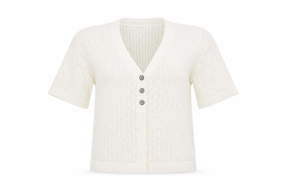 Womens UK Size M CHIC White Cardigan Jumper