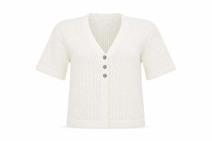 Womens UK Size M CHIC White Cardigan Jumper