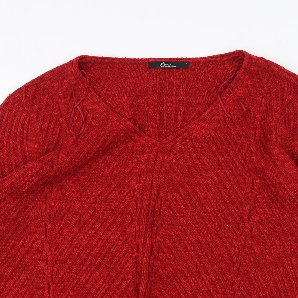Womens UK Size S BM Red Pullover Jumper