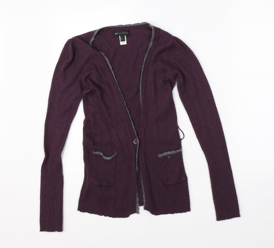 Womens UK Size S MNG Purple Cardigan Jumper