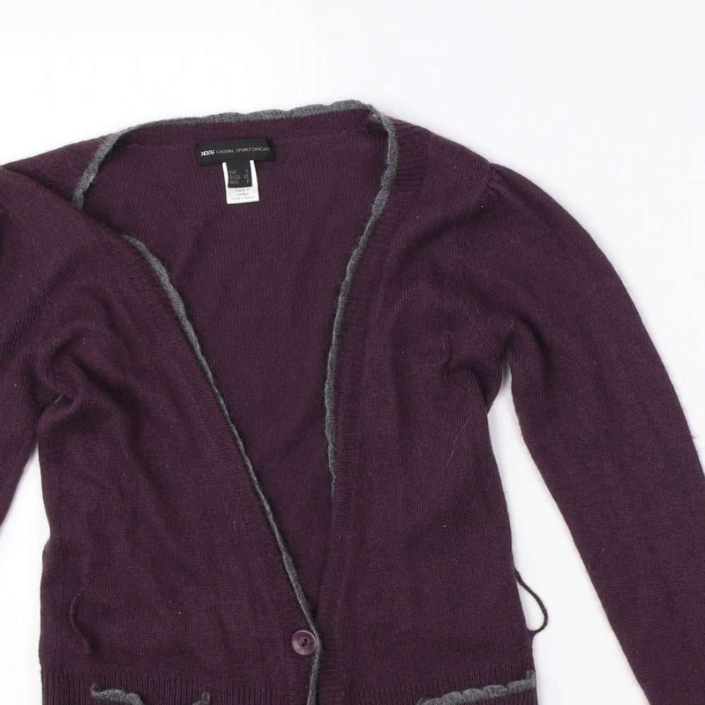 Womens UK Size S MNG Purple Cardigan Jumper