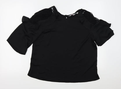 Womens UK Size 14 Dorothy Perkins Black Basic Blouse
