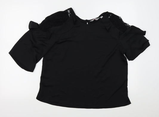 Womens UK Size 14 Dorothy Perkins Black Basic Blouse