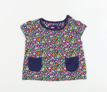 TU Girls Pink Floral  Basic T-Shirt Size 0-3 Months