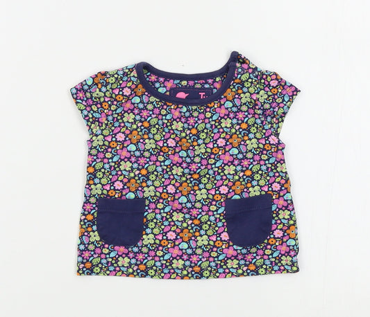 TU Girls Pink Floral  Basic T-Shirt Size 0-3 Months