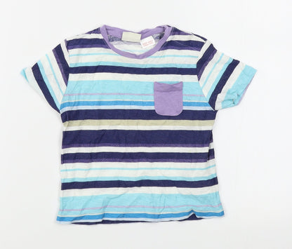 Zara Boys Blue Striped  Basic T-Shirt Size 12-18 Months