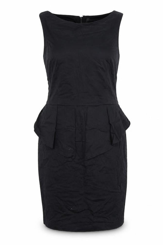 Front view of ax women’s black pencil dress, size UK 14