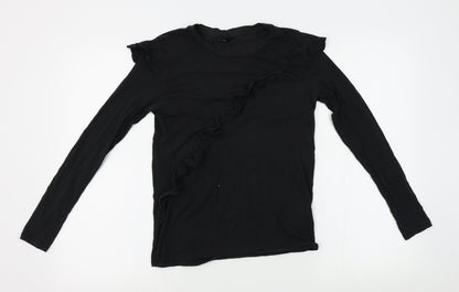Womens UK Size 4 Topshop Black Basic T-Shirt