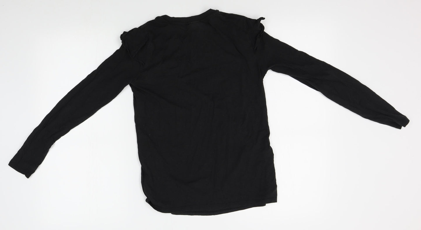 Womens UK Size 4 Topshop Black Basic T-Shirt