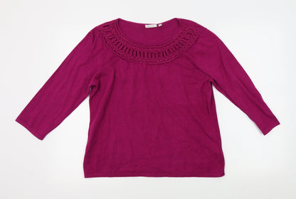 Womens UK Size 12 Bellino Purple Basic T-Shirt