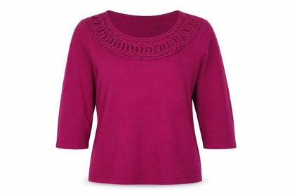 Womens UK Size 12 Bellino Purple Basic T-Shirt