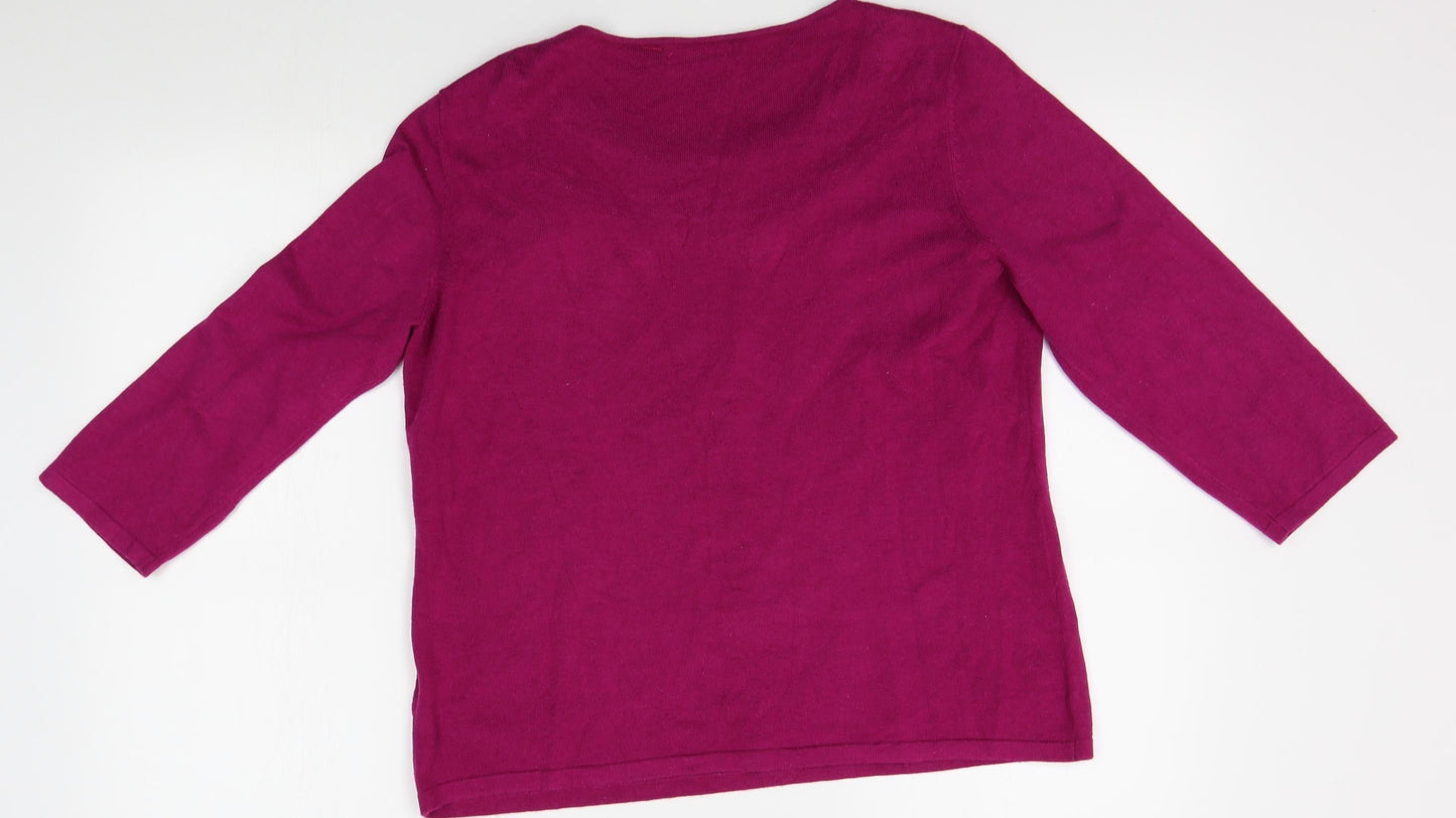 Womens UK Size 12 Bellino Purple Basic T-Shirt