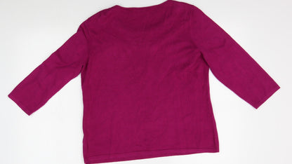 Womens UK Size 12 Bellino Purple Basic T-Shirt