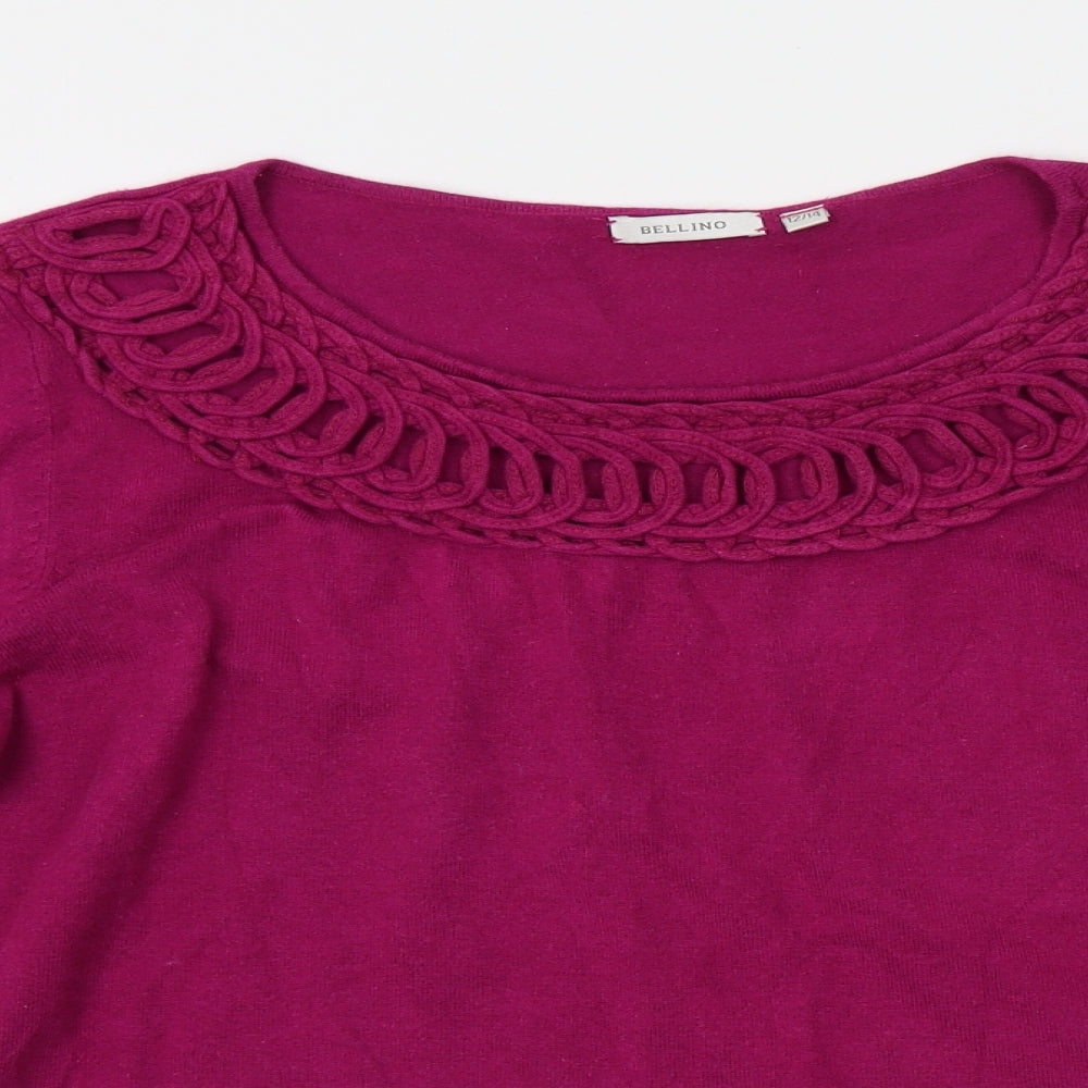 Womens UK Size 12 Bellino Purple Basic T-Shirt
