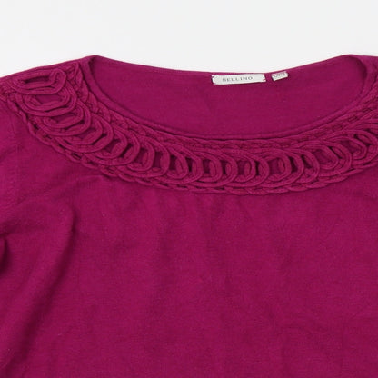 Womens UK Size 12 Bellino Purple Basic T-Shirt