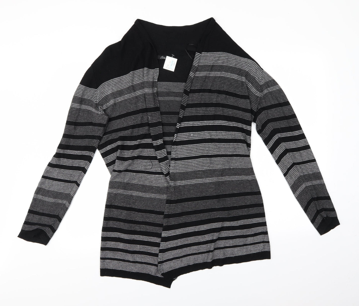 bm Collection Womens Grey Striped  Cardigan Jumper Size M