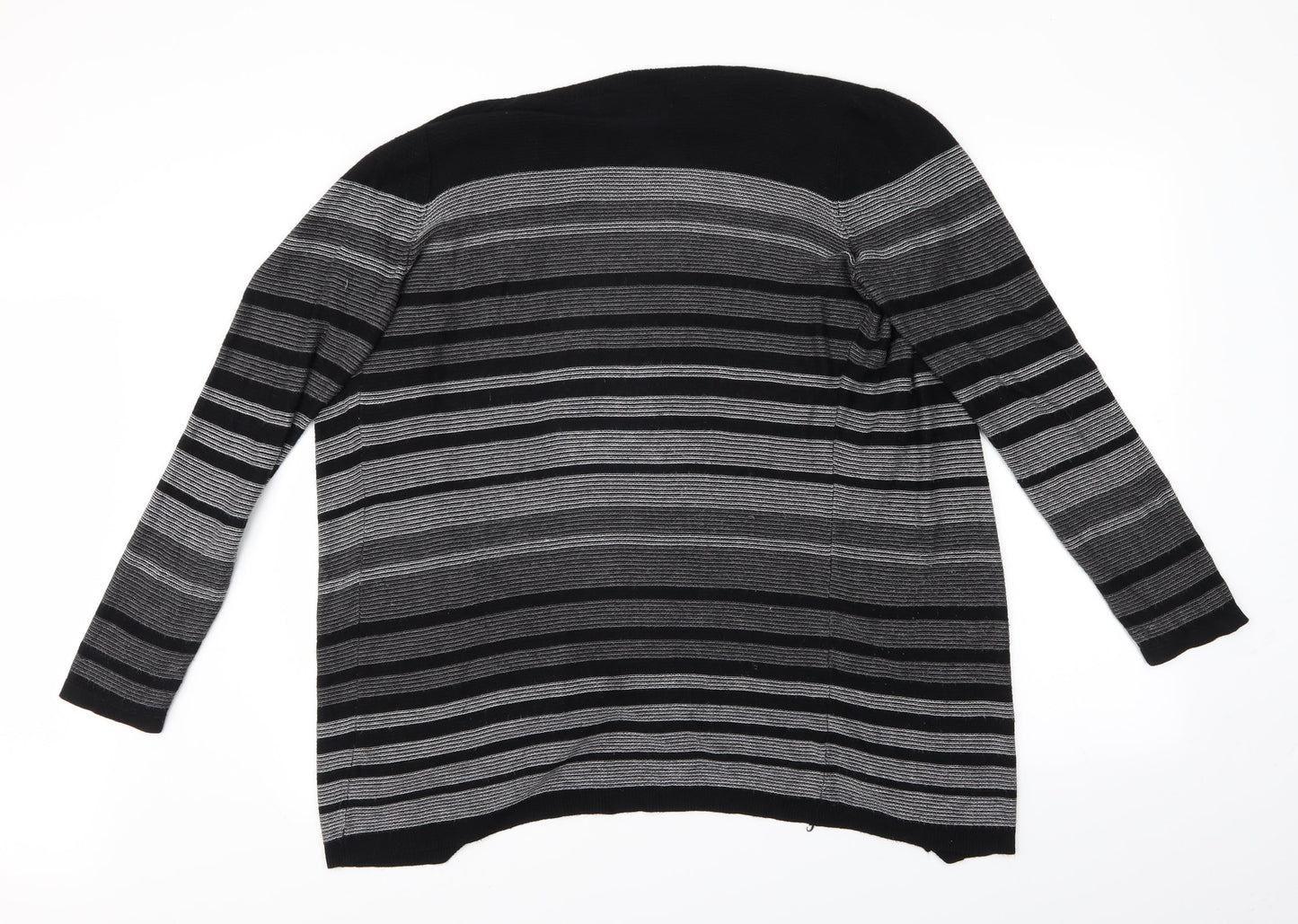 bm Collection Womens Grey Striped  Cardigan Jumper Size M