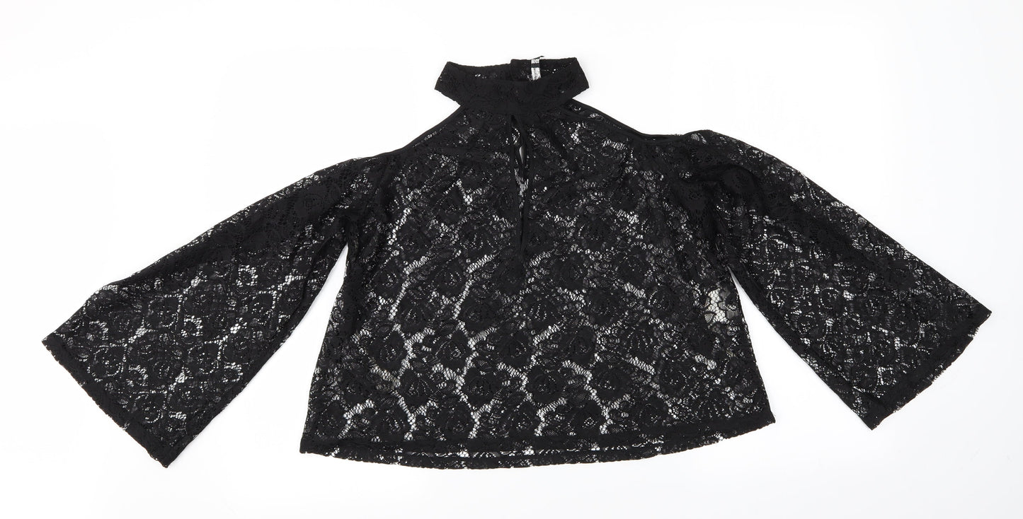 Influence Womens Black Floral  Basic Blouse Size 12