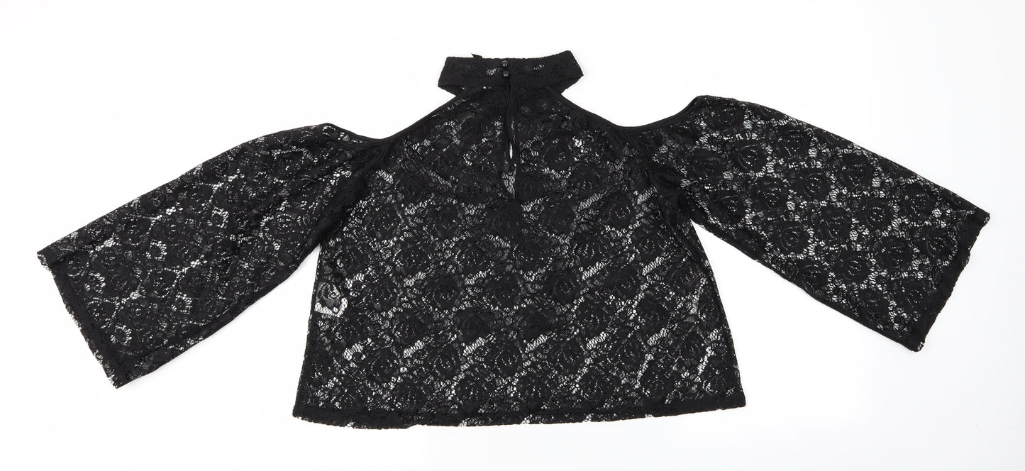 Influence Womens Black Floral  Basic Blouse Size 12