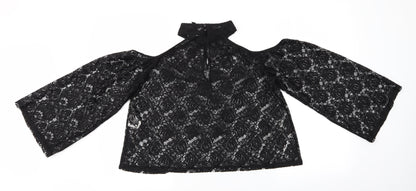 Influence Womens Black Floral  Basic Blouse Size 12