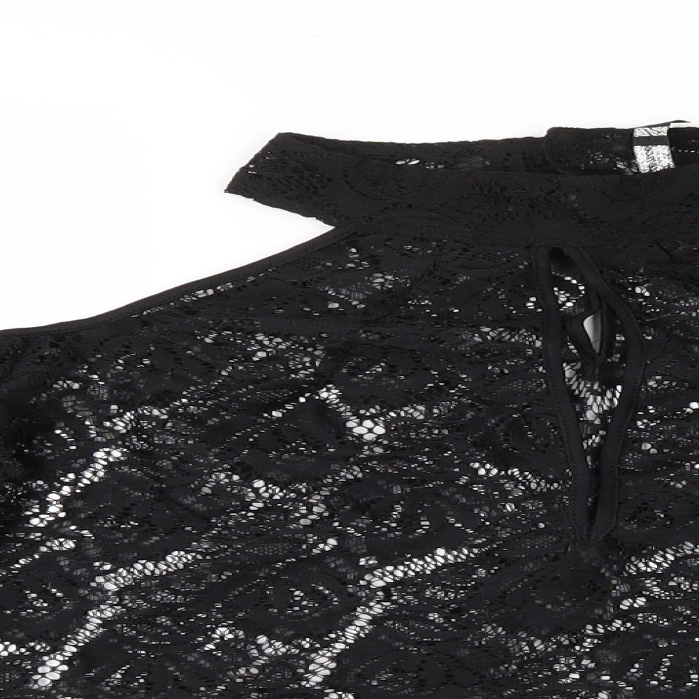 Influence Womens Black Floral  Basic Blouse Size 12