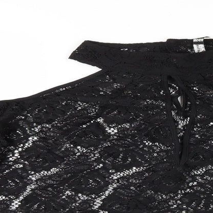 Influence Womens Black Floral  Basic Blouse Size 12