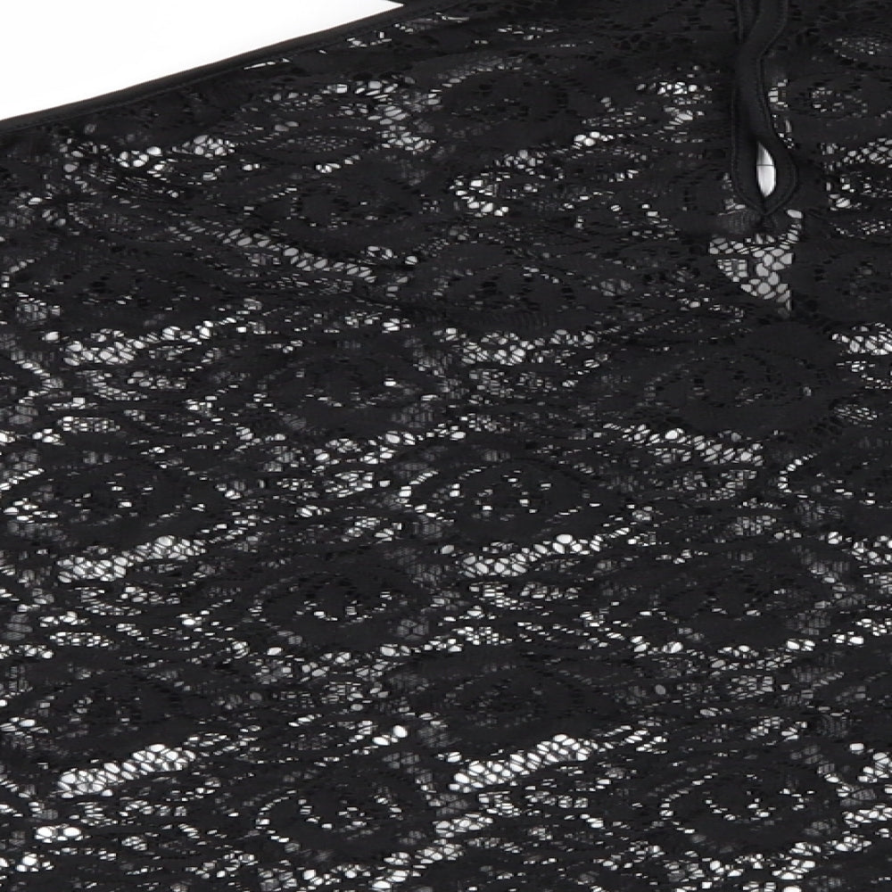 Influence Womens Black Floral  Basic Blouse Size 12