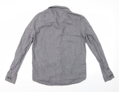 Mens UK Size S Pier One Grey  Button-Up Long Sleeve Casual Shirt