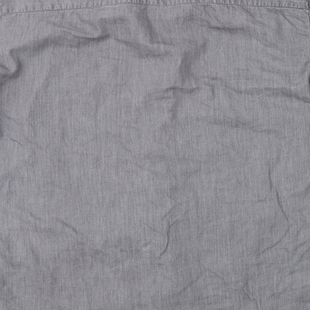 Mens UK Size S Pier One Grey  Button-Up Long Sleeve Casual Shirt