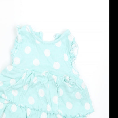 George Girls Green Polka Dot  Basic T-Shirt Size 9-12 Months