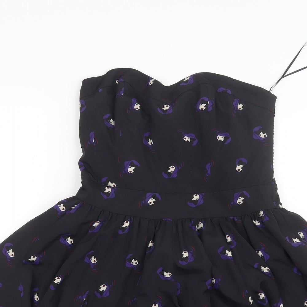 Oasis Womens Black Geometric  Mini  Size 10