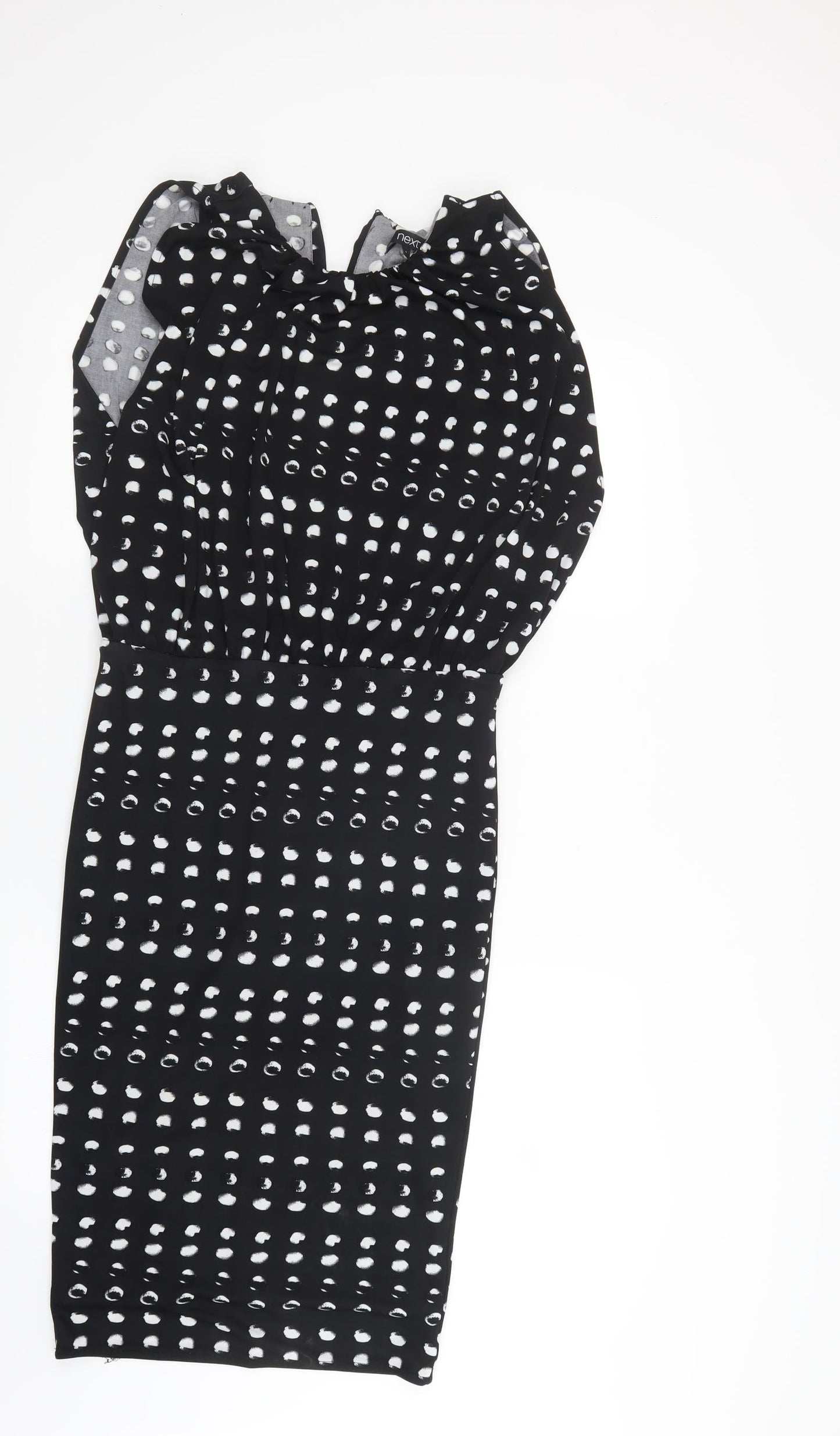 NEXT Womens Black Polka Dot  Pencil Dress  Size 8