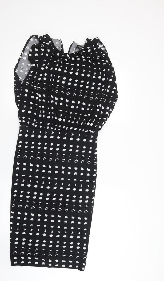 NEXT Womens Black Polka Dot  Pencil Dress  Size 8