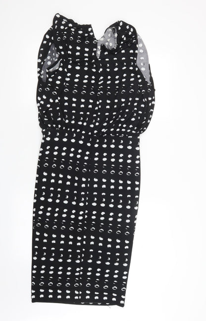 NEXT Womens Black Polka Dot  Pencil Dress  Size 8