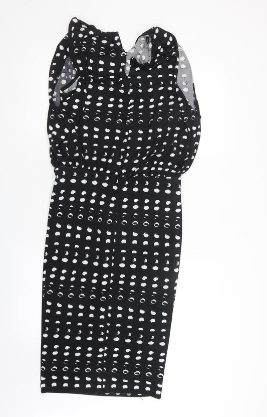 NEXT Womens Black Polka Dot  Pencil Dress  Size 8