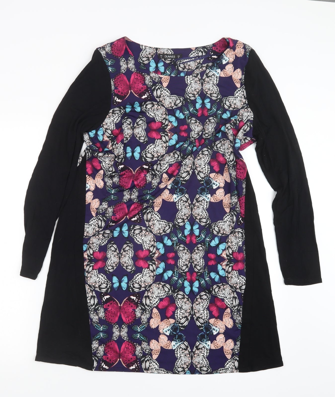 Dunnes Stores Womens Black Geometric  T-Shirt Dress  Size 14